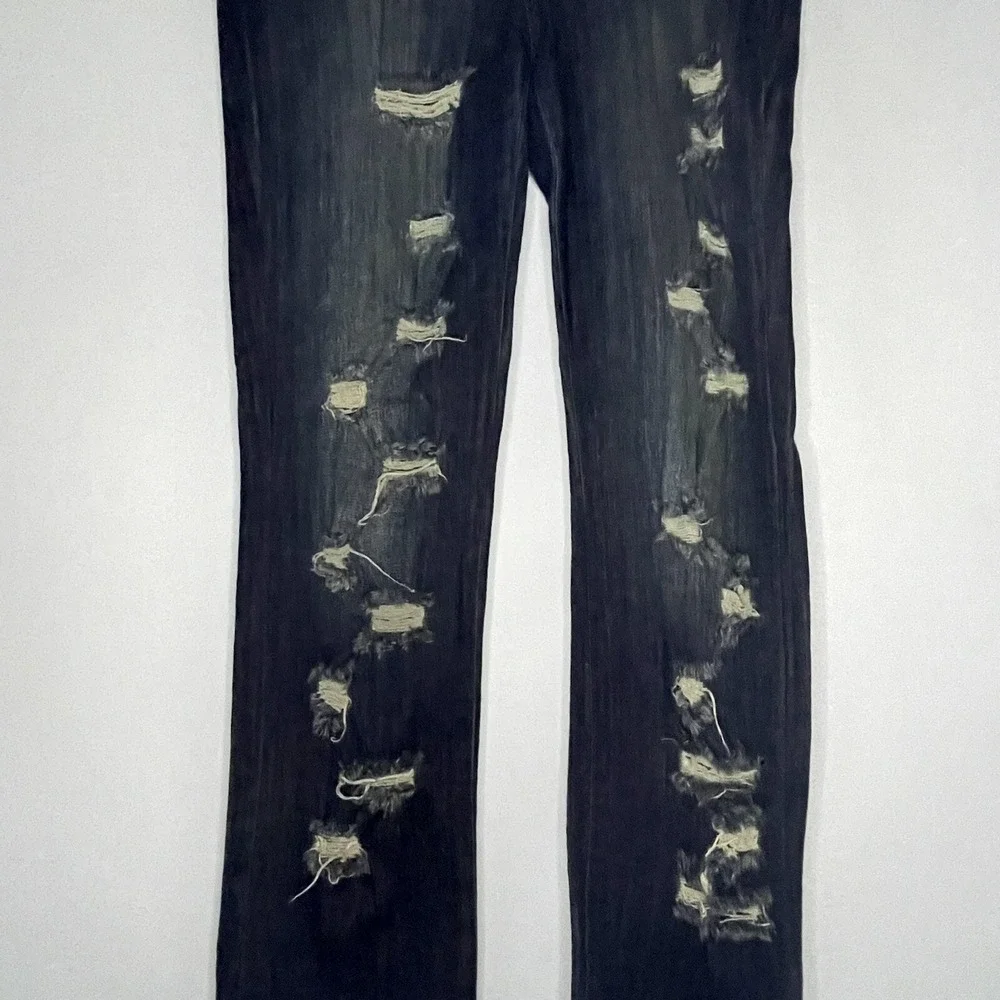 Judy Blue Jeans Women 1X Blue Denim Straight Medium Wash Distressed Destroyed